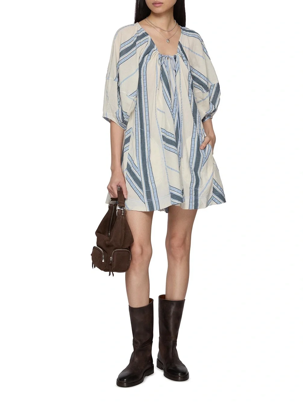 NWT Free People Bop Around Stripe Romper  Color: Seaside Stripe Ivory